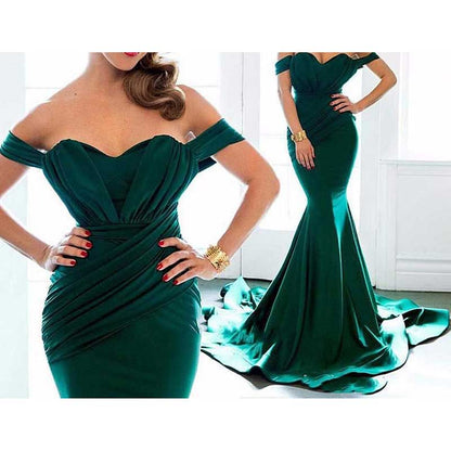 Women Off The Shoulder Mermaid Long Evening Dresses Wedding Ball Gown