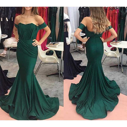 Women Off The Shoulder Mermaid Long Evening Dresses Wedding Ball Gown