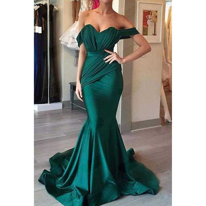 Women Off The Shoulder Mermaid Long Evening Dresses Wedding Ball Gown
