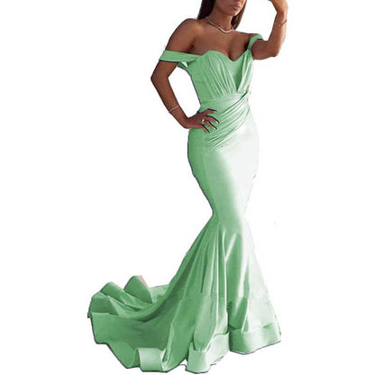 Women Off The Shoulder Mermaid Long Evening Dresses Wedding Ball Gown