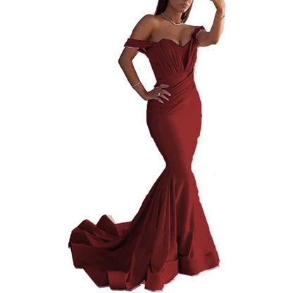 Women Off The Shoulder Mermaid Long Evening Dresses Wedding Ball Gown