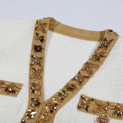 Women Pocket Knitted Cardigan Jacket + Long Skirt Two Pieces Skirt Suit