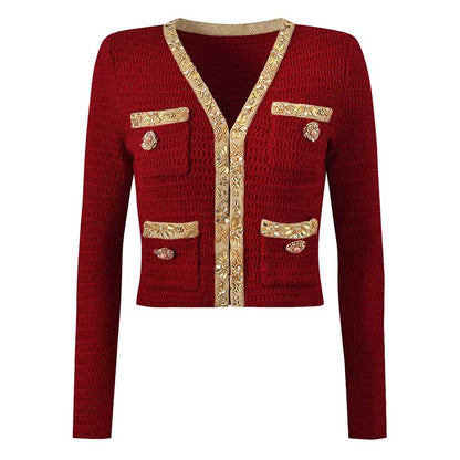 Women Pocket Knitted Cardigan Jacket + Long Skirt Two Pieces Skirt Suit