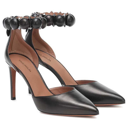 Women Point Toe High Heels Stiletto Studded Pumps
