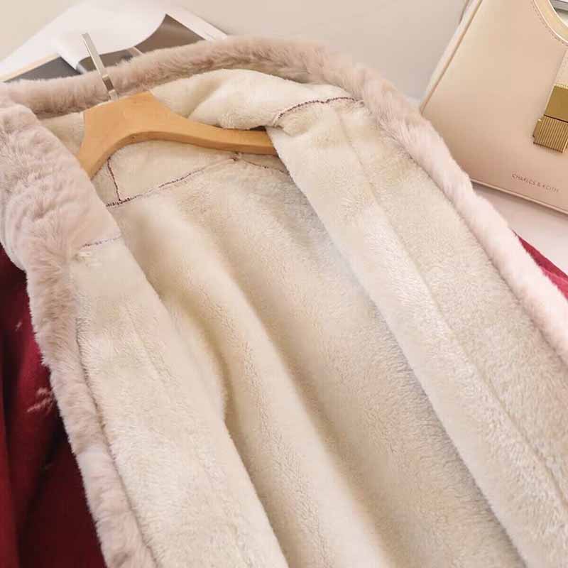 Women Thicken Wool Blend Faux Fur Patchwork Tassel Poncho Outwear Warm Cape Coat