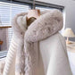 Women Thicken Wool Blend Faux Fur Patchwork Tassel Poncho Outwear Warm Cape Coat