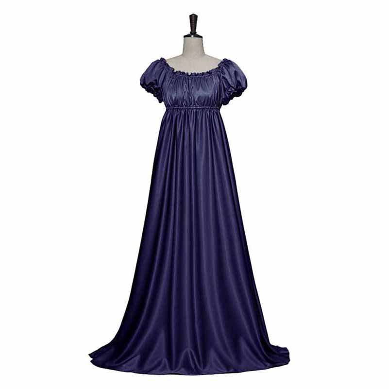 Women Victorian Dress Empire Waist Gown Medieval Costume Puff Sleeve