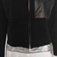 Women Zip Shirt Jacket With Faux Leather Trim Knitted Coat