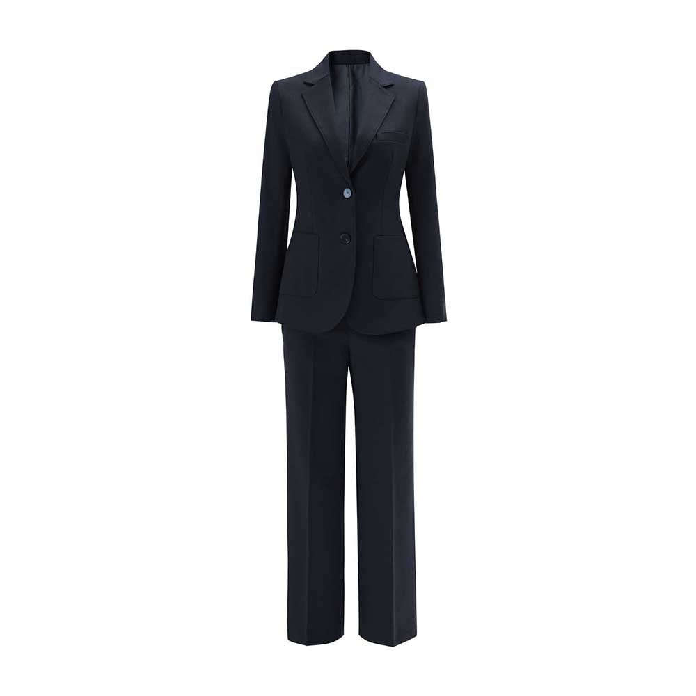 Women's 2 Piece Pant Suit Set | Coffee, Navy, Black Polyester Blazer & Wide Leg Pants