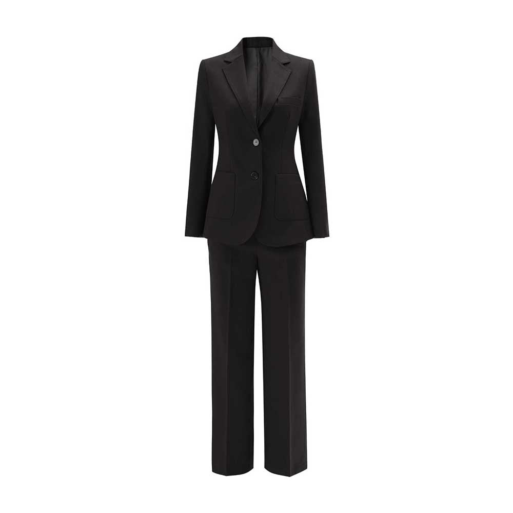 Women's 2 Piece Pant Suit Set | Coffee, Navy, Black Polyester Blazer & Wide Leg Pants