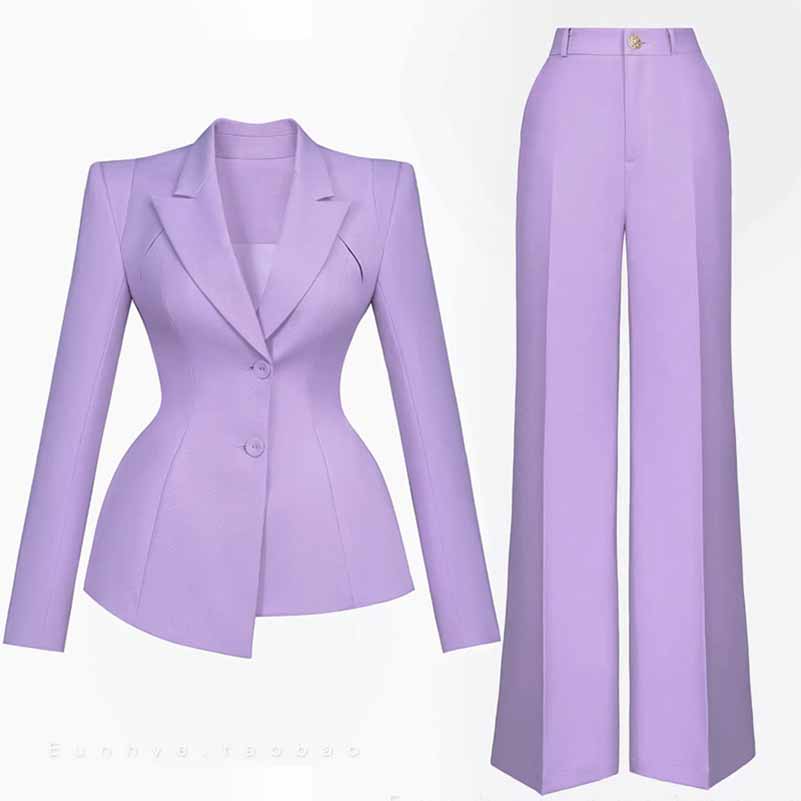 Women's 2 Pieces Blazer Trousers Set Lavender Pantsuit