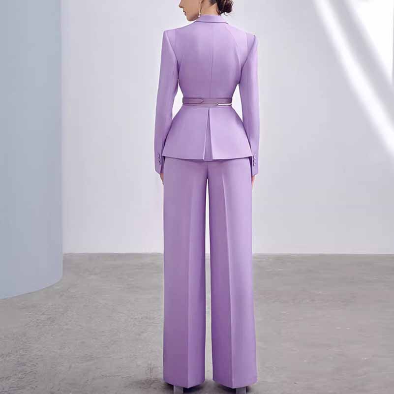 Women's 2 Pieces Blazer Trousers Set Lavender Pantsuit