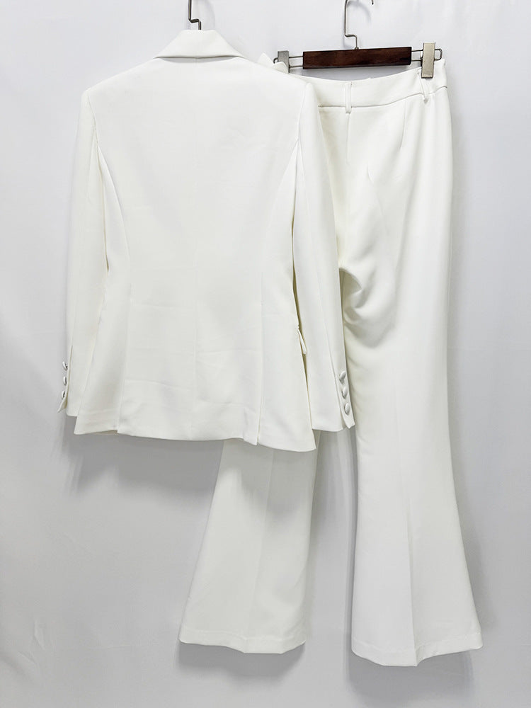 Women’s 3D Floral Blazer and Flare Pants Suit Set