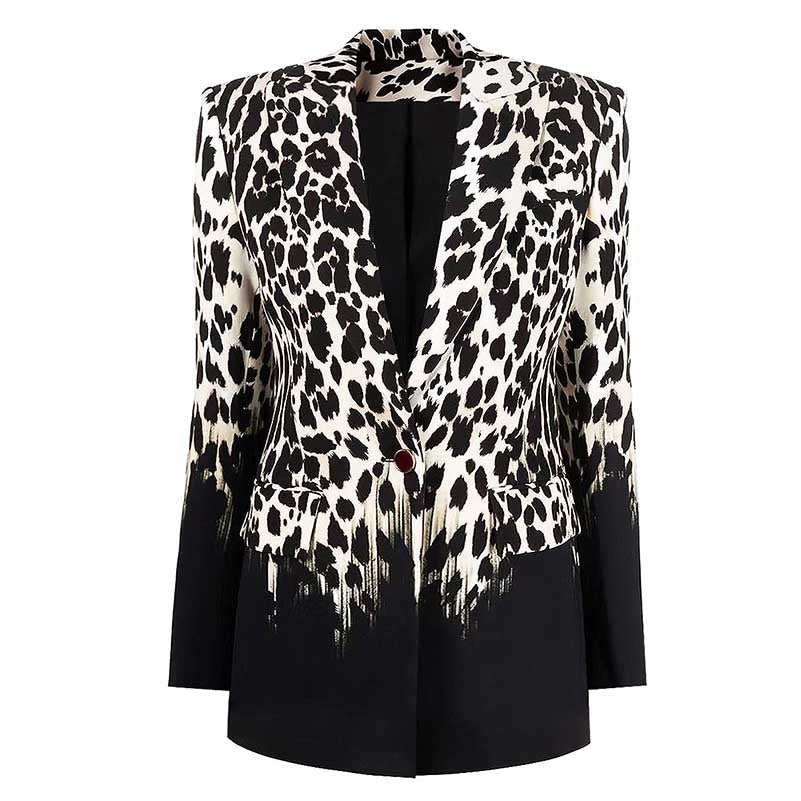 Women's Animal Print Blazer | Black Leopard Print Coat