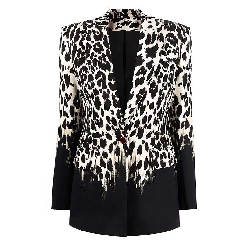 Women's Animal Print Blazer | Black Leopard Print Coat