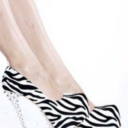 Women's Animal Print Stiletto Rivet Heeled Platform Dress Shoes Handmade Stiletto