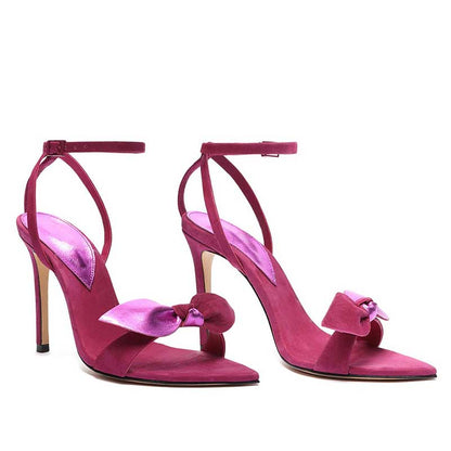 Women's Ankle Strap High Heeled Sandals Bow Detail Stilettos Dress Shoes