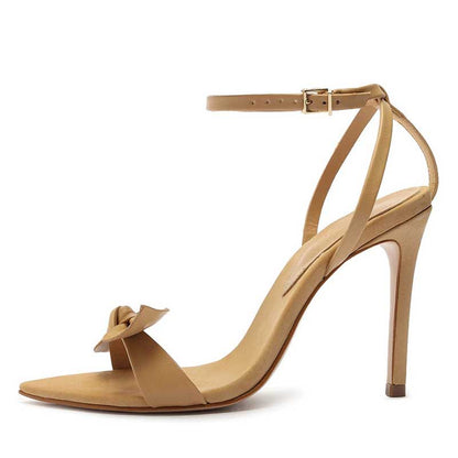 Women's Ankle Strap High Heeled Sandals Bow Detail Stilettos Dress Shoes