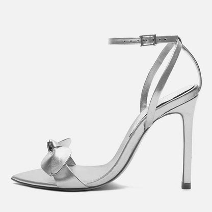 Women's Ankle Strap High Heeled Sandals Bow Detail Stilettos Dress Shoes