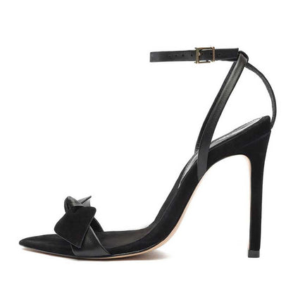 Women's Ankle Strap High Heeled Sandals Bow Detail Stilettos Dress Shoes
