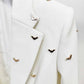 Women's Bat-Beading Embellished Blazer One Button Coat In White