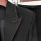 Women's Beaded Line Embellished Pantsuit Black Blazer Trousers Set