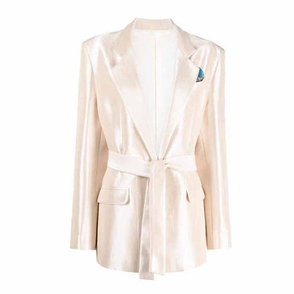 Women's Belted Blazer Suit Elegant Business Suit Formal Pantsuit