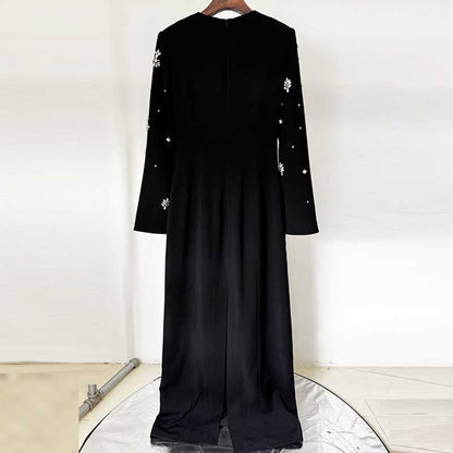 Women's Black Beaded Formal Dresses Long Evening Gowns