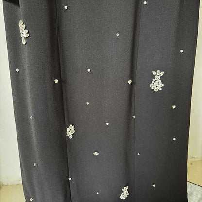 Women's Black Beaded Formal Dresses Long Evening Gowns