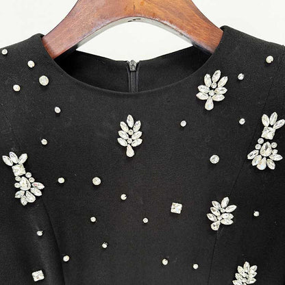 Women's Black Beaded Formal Dresses Long Evening Gowns