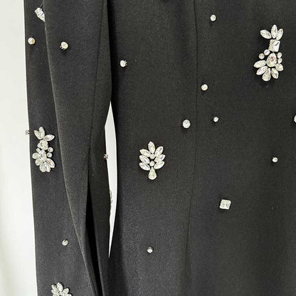 Women's Black Beaded Formal Dresses Long Evening Gowns