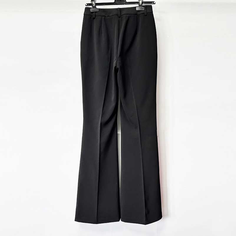 Women’s Black Two Piece Pant Suit | Gold Button Blazer & Flared Pants Set