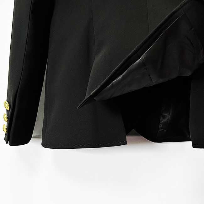 Women’s Black Two Piece Pant Suit | Gold Button Blazer & Flared Pants Set