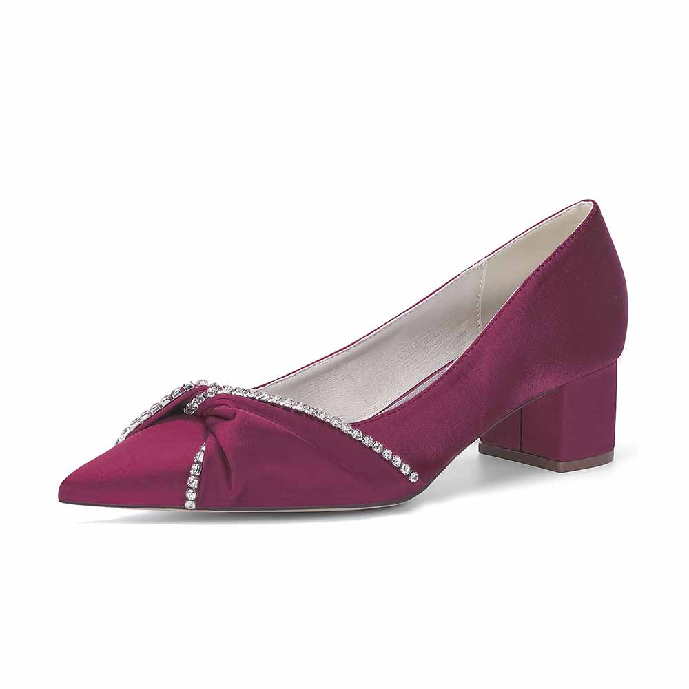 Women's Block Heel Satin Wedding Shoes – Elegant Bridal Footwear for Weddings