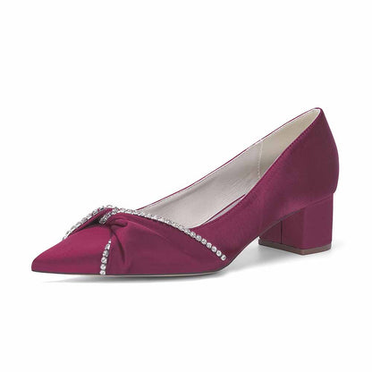 Women's Block Heel Satin Wedding Shoes – Elegant Bridal Footwear for Weddings