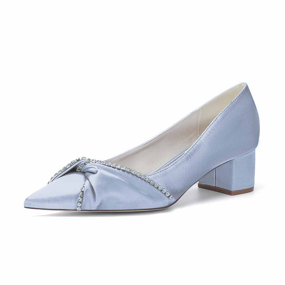 Women's Block Heel Satin Wedding Shoes – Elegant Bridal Footwear for Weddings