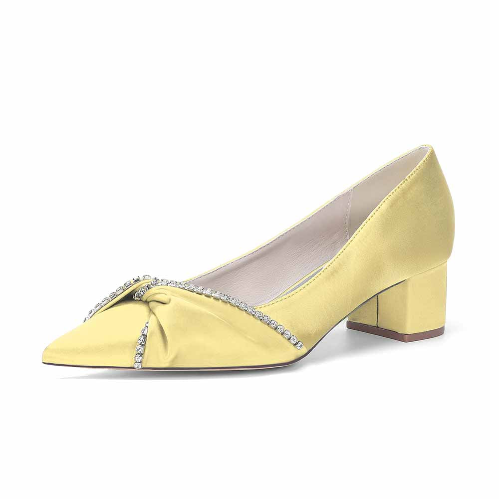 Women's Block Heel Satin Wedding Shoes – Elegant Bridal Footwear for Weddings