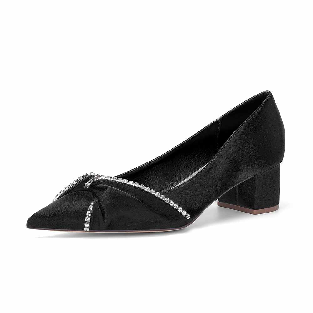 Women's Block Heel Satin Wedding Shoes – Elegant Bridal Footwear for Weddings