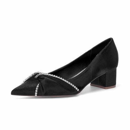 Women's Block Heel Satin Wedding Shoes – Elegant Bridal Footwear for Weddings