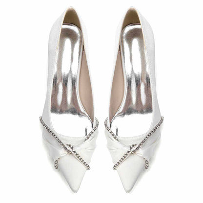 Women's Block Heel Satin Wedding Shoes – Elegant Bridal Footwear for Weddings