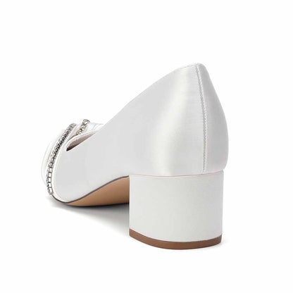 Women's Block Heel Satin Wedding Shoes – Elegant Bridal Footwear for Weddings