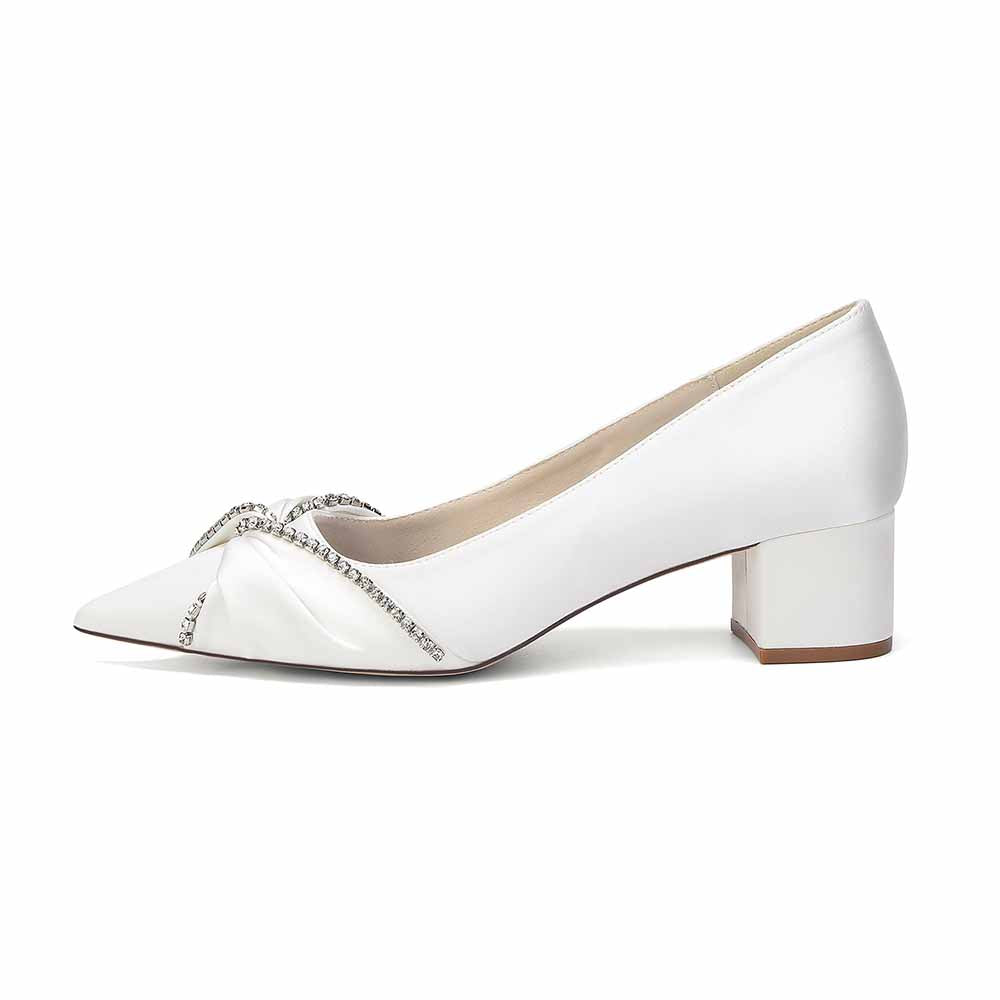 Women's Block Heel Satin Wedding Shoes – Elegant Bridal Footwear for Weddings