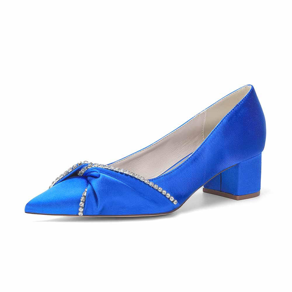 Women's Block Heel Satin Wedding Shoes – Elegant Bridal Footwear for Weddings
