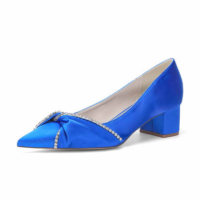 Women's Block Heel Satin Wedding Shoes – Elegant Bridal Footwear for Weddings