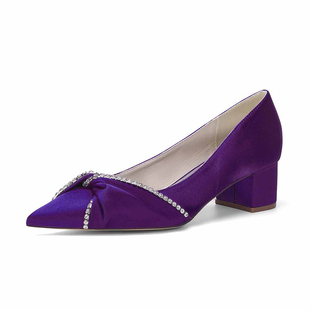 Women's Block Heel Satin Wedding Shoes – Elegant Bridal Footwear for Weddings