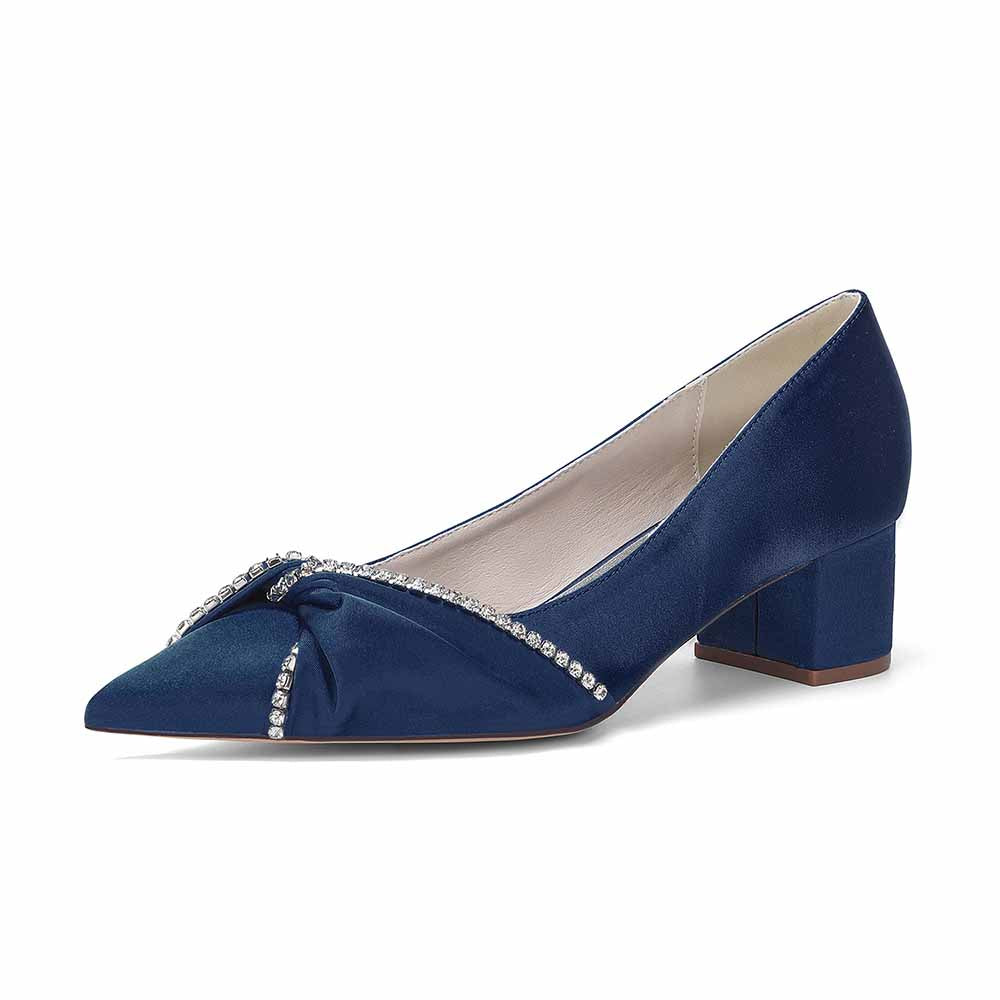 Women's Block Heel Satin Wedding Shoes – Elegant Bridal Footwear for Weddings