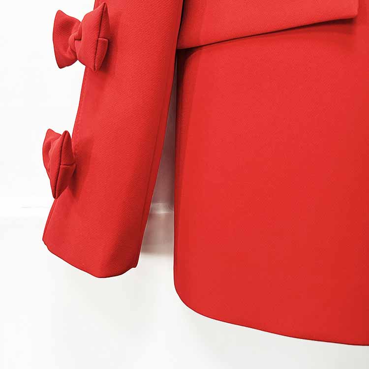 Women's Bows Sleeves Blazer V Neck Bowknot Jacket Coat