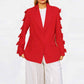 Women's Bows Sleeves Blazer V Neck Bowknot Jacket Coat