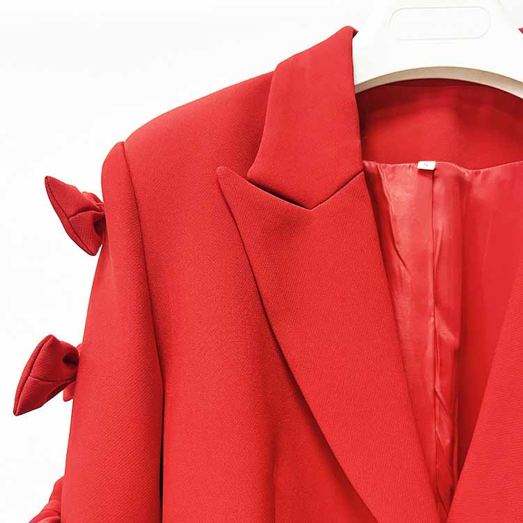 Women's Bows Sleeves Blazer V Neck Bowknot Jacket Coat