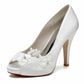 Women's Bridal Heel Peep Toe Pump Wedding Shoes Event Prom Sandals